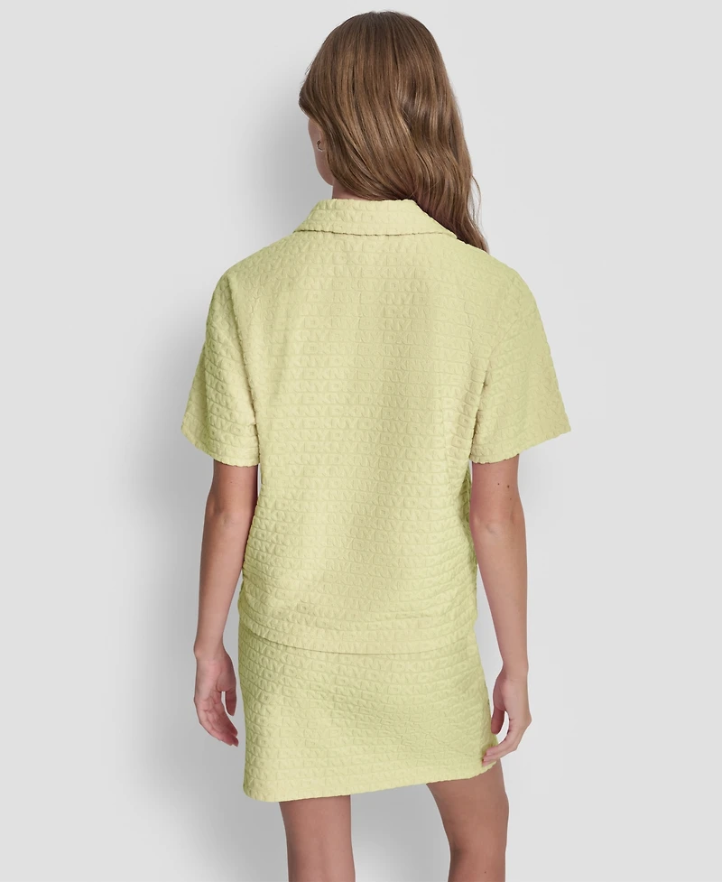 Dkny Jeans Women's Boxy Polo Collared T-Shirt