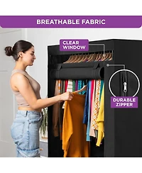 Florida Brands Portable Wardrobe Closet - Premium Metal Hanging Rod with Beige Cover- 65 Lb. Weight Capacity- Super Easy Assembly, No Tools Required