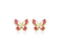 GiGiGirl Dainty 14K Gold Plated Red Enamel Butterfly Stud Earrings