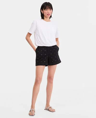 I.n.c. International Concepts Women's Embellished Cuffed Shorts, Exclusively at Macy's