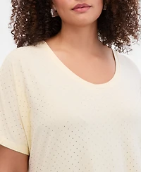 I.n.c. International Concepts Plus Embellished Scoop-Neck T-Shirt, Macy's Exclusive