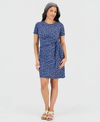 Style & Co Petite Printed Side-Tie Short-Sleeve Dress, Macy's Exclusive
