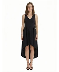 24seven Comfort Apparel Petite Pleated Fit & Flare Pocket Midi Dress