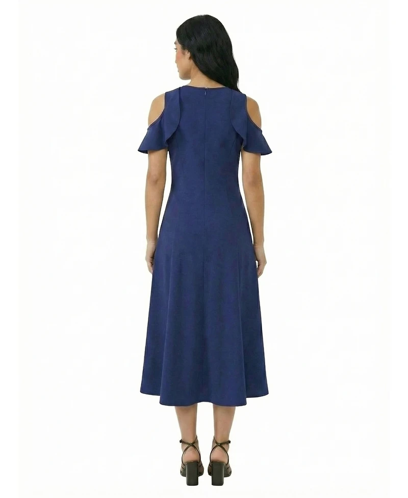 24seven Comfort Apparel Petite Ruffle Sleeve Maxi Dress