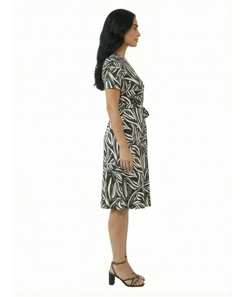 24seven Comfort Apparel Petite Abstract Short-Sleeve Midi Dress