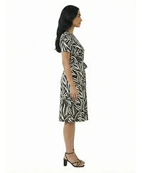 24seven Comfort Apparel Petite Abstract Short-Sleeve Midi Dress