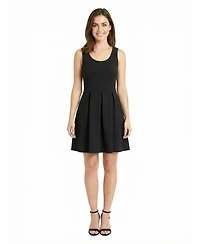 24seven Comfort Apparel Petite Scoop Pleated Knee Length Dress
