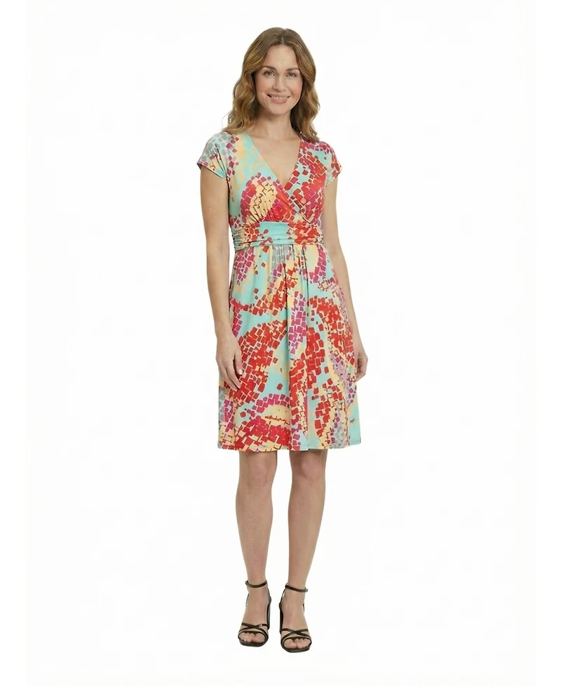 24seven Comfort Apparel Petite Mosaic A Line Pocket Dress