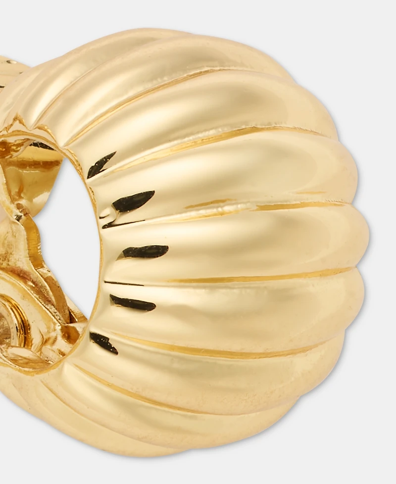 Anne Klein Small Domed Fluted Clip-On Hoop Earrings, 0.7"