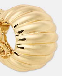 Anne Klein Small Domed Fluted Clip-On Hoop Earrings, 0.7"