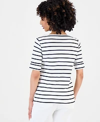Style & Co Petite Boat-Neck Elbow-Sleeve Top, Macy's Exclusive