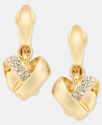 Anne Klein Pave Knot Heart Clip-On Drop Earrings