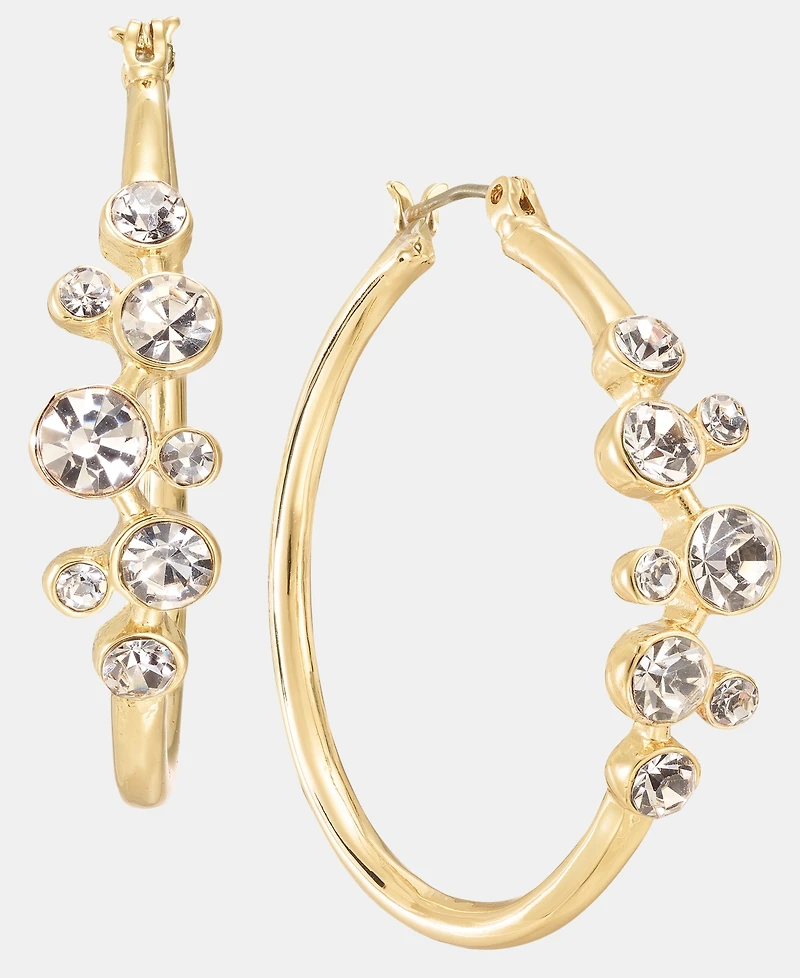Anne Klein Medium Crystal Cluster Hoop Earrings, 1.55"