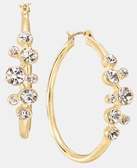 Anne Klein Medium Crystal Cluster Hoop Earrings, 1.55"