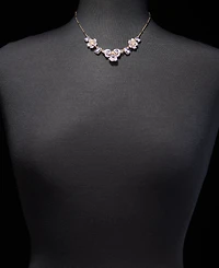 Anne Klein Crystal Flower Statement Necklace, 16" + 3" extender