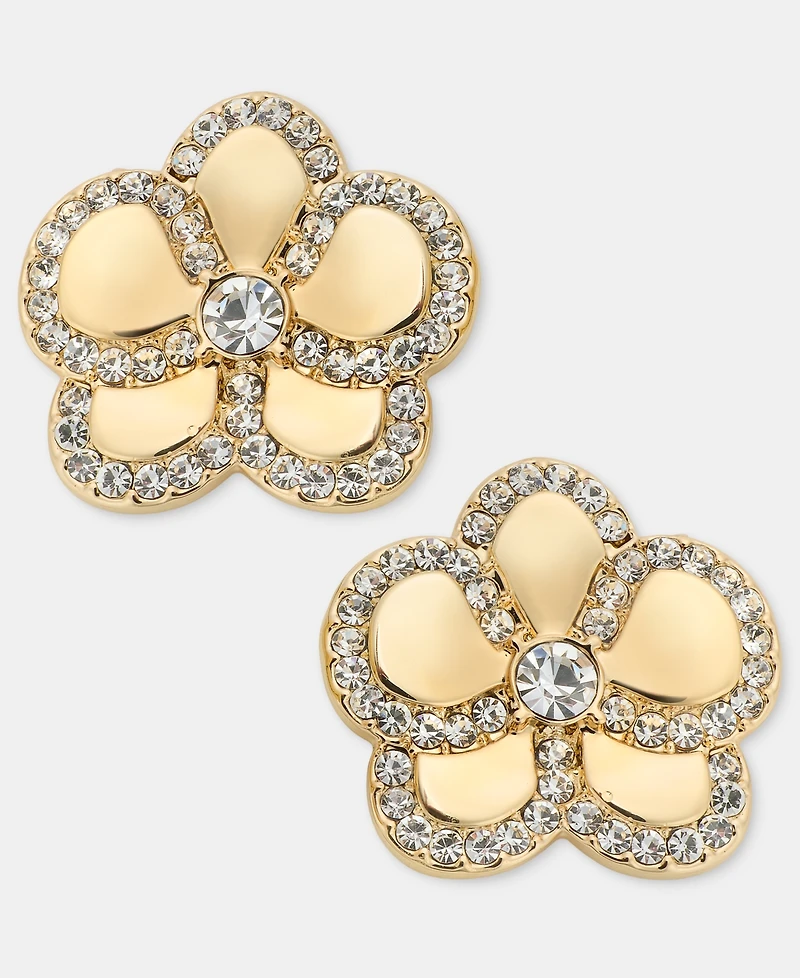 Karl Lagerfeld Paris Gold-Tone Pave Orchid Stud Earrings