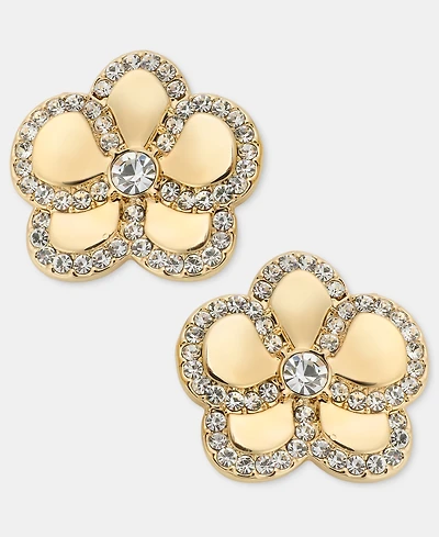 Karl Lagerfeld Paris Gold-Tone Pave Orchid Stud Earrings