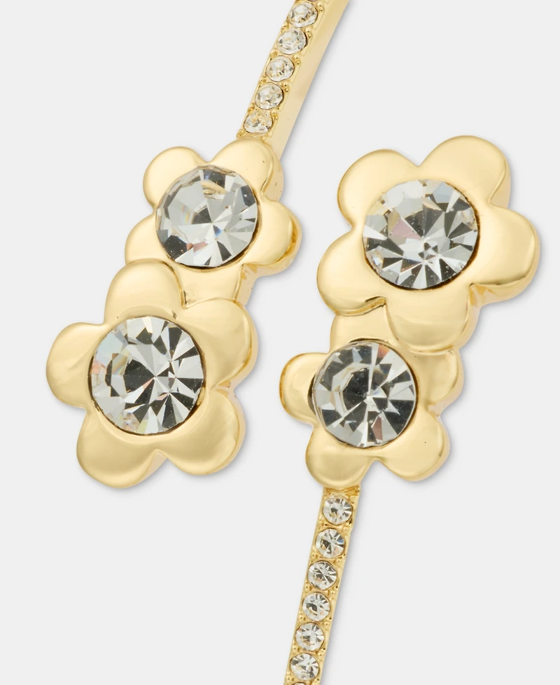Karl Lagerfeld Paris Gold-Tone Pave Flower Bypass Cuff Bracelet