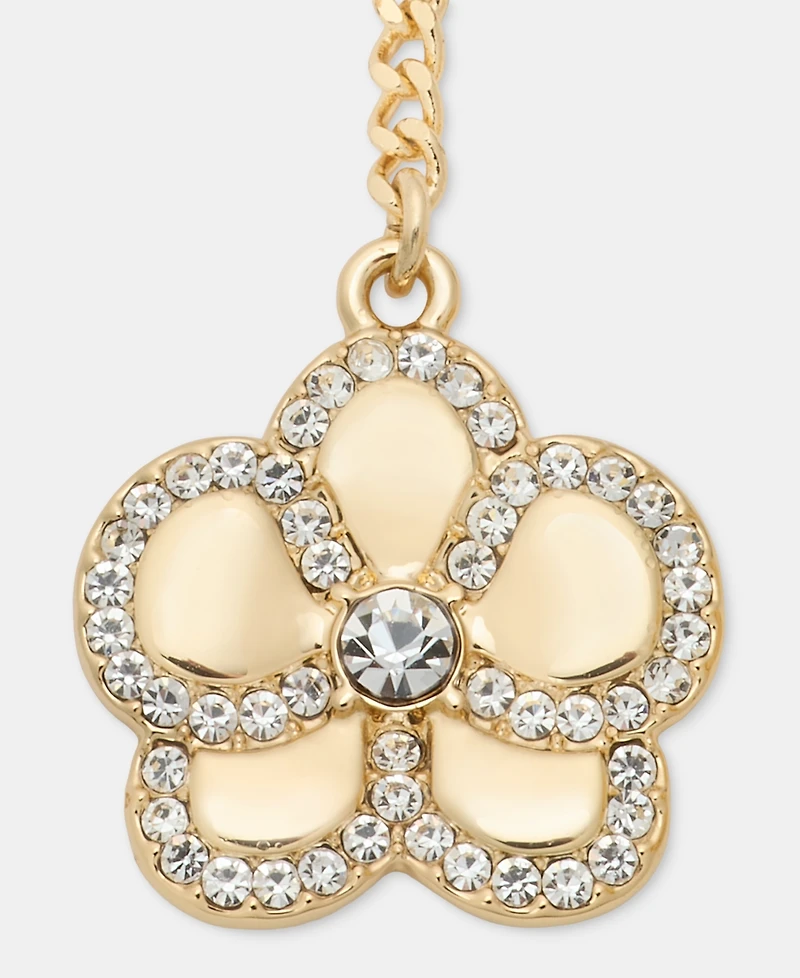 Karl Lagerfeld Paris Gold-Tone Pave Orchid Linear Earrings