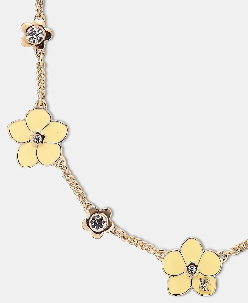 Karl Lagerfeld Paris Gold-Tone Yellow Flower Frontal Necklace