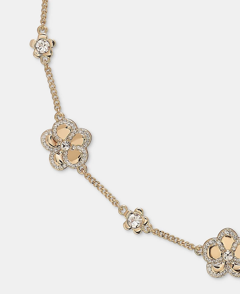 Karl Lagerfeld Paris Gold-Tone Pave Orchid Collar Necklace