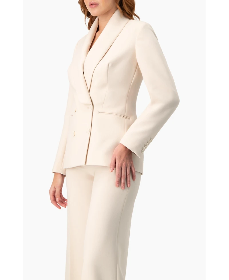 Ivonne Women's Double-Breasted Blazer with Smooth Finish