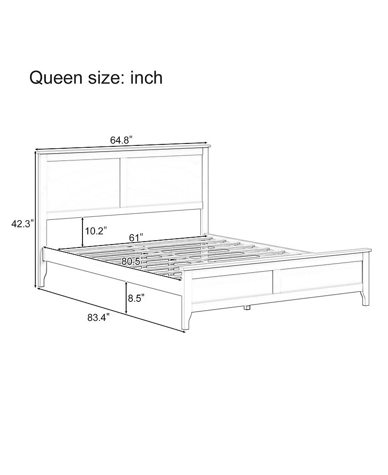 Streamdale Furniture Elegant Pine Wood and Mdf Platform Bed