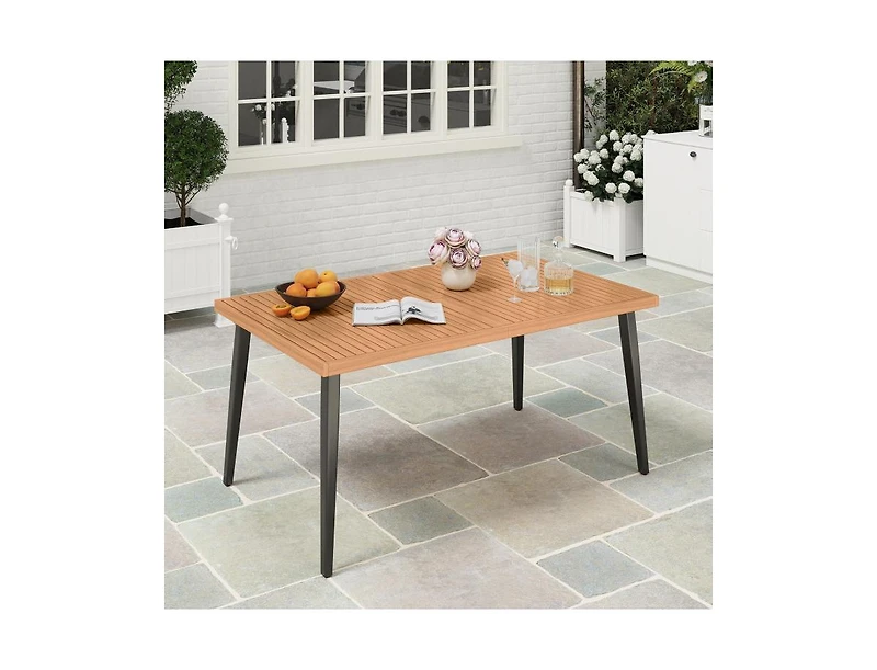 Slickblue 63-Inch Dining Table for Indoor Outdoor Use with Metal Legs