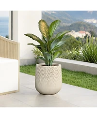 LuxenHome Antique 13.38" Round Planter, Deep-to-Light Gradient Texture, Tapered Design