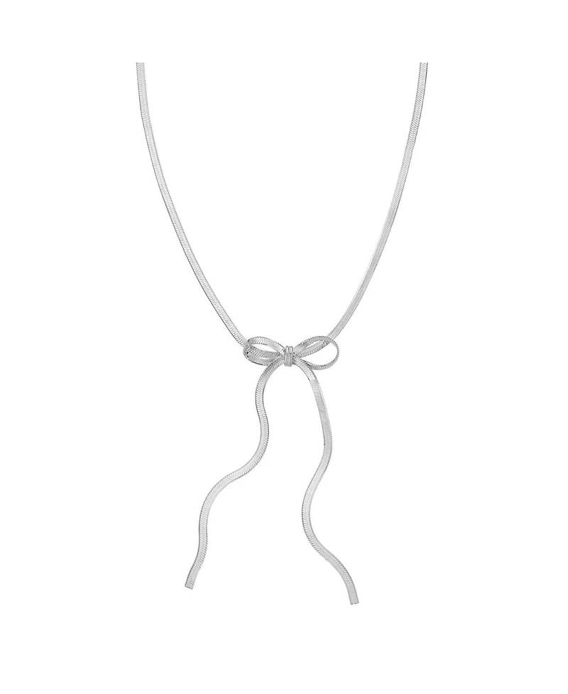 The Lovery Herringbone Bow Necklace Sterling Silver