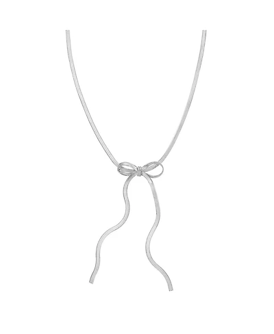 The Lovery Herringbone Bow Necklace Sterling Silver