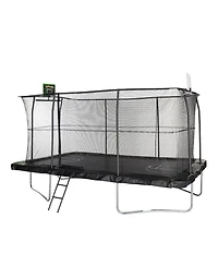 JumpKing Rectangle Trampoline with 2 Powder Coated Basketball Hoops & Breakaway Rim and Ladder