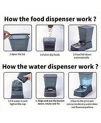 Aronkl Automatic Pet Feeder and Water Dispenser, 5.2L Capacity, Bpa Free, Durable Design