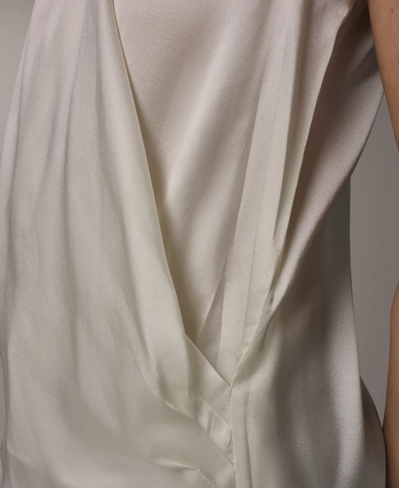 Donna Karan New York Women's Short-Sleeve Draped Neck Blouse