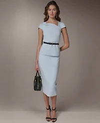 Donna Karan New York Womens Sculpt Knit Top Straight Sweater Skirt