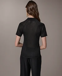 Donna Karan New York Women's Short-Sleeve Polo Sweater