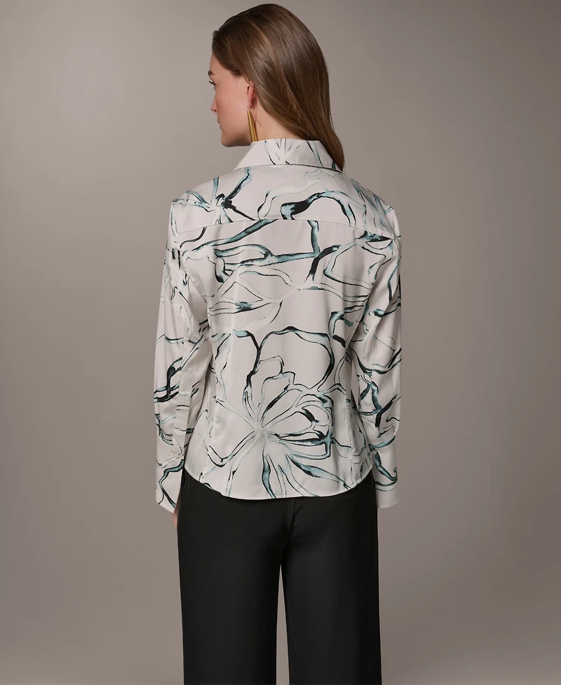 Donna Karan New York Women's Printed Pointed Hem Blouse