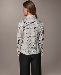 Donna Karan New York Women's Printed Pointed Hem Blouse