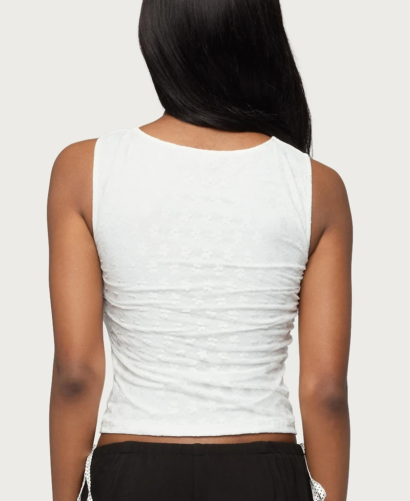 Edikted Women's Elisia Twist Cutout Flower Lace Top