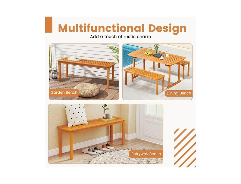 Slickblue Acacia Wood Outdoor Garden Bench with Slatted Seat