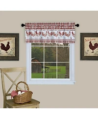 Kate Aurora Lightweight Plaid Country Farmhouse Rooster Window Rod Pocket Curtain Valance