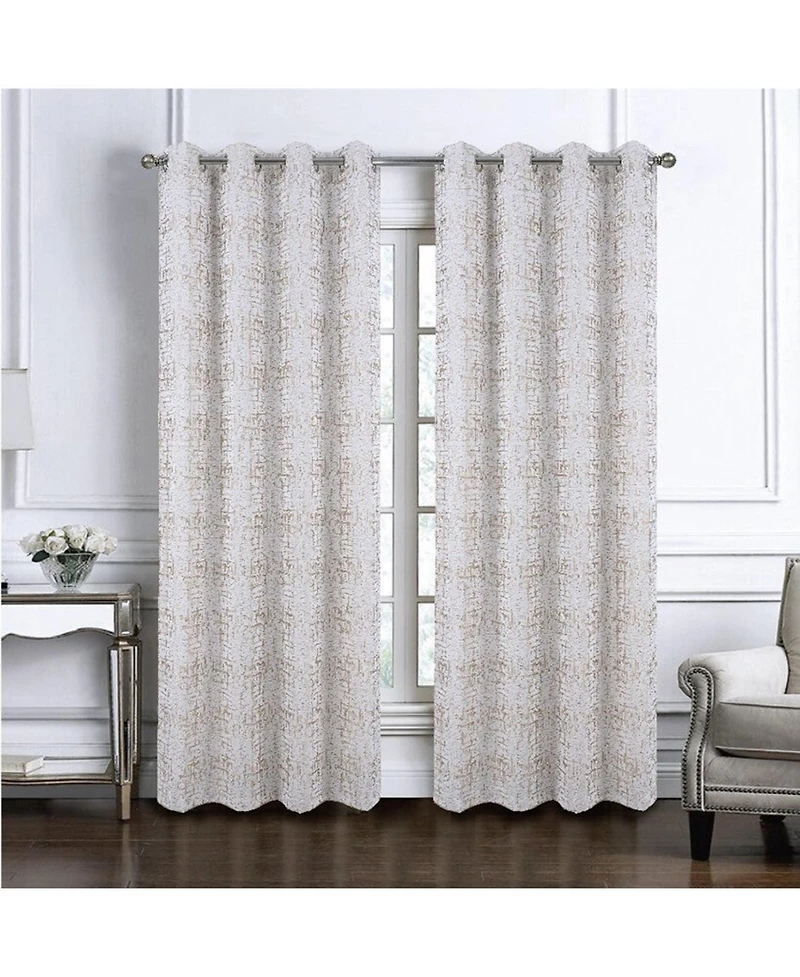 Rt Designers Collection 100% Polyester 140 Gsm Luca Jacquard Grommet Curtain Panel 54" x 84