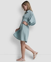 Dkny Jeans Women's Henley Pleated Tiered Dress