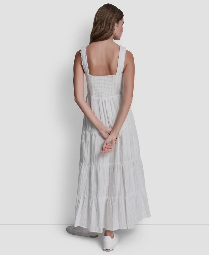 Dkny Jeans Women's Tiered Tank Square Neck Maxi Dress