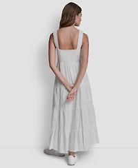 Dkny Jeans Women's Tiered Tank Square Neck Maxi Dress