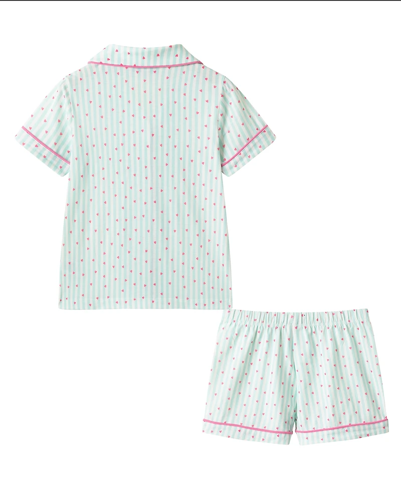 Andy & Evan Girls' Toddler 2T-4T Button-Down Shirt and Shorts Pajama Set