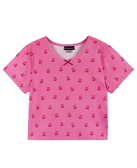 Andy & Evan Girls' 6-16 Rosette T-Shirt and Shorts, 2-Piece Pajama Set