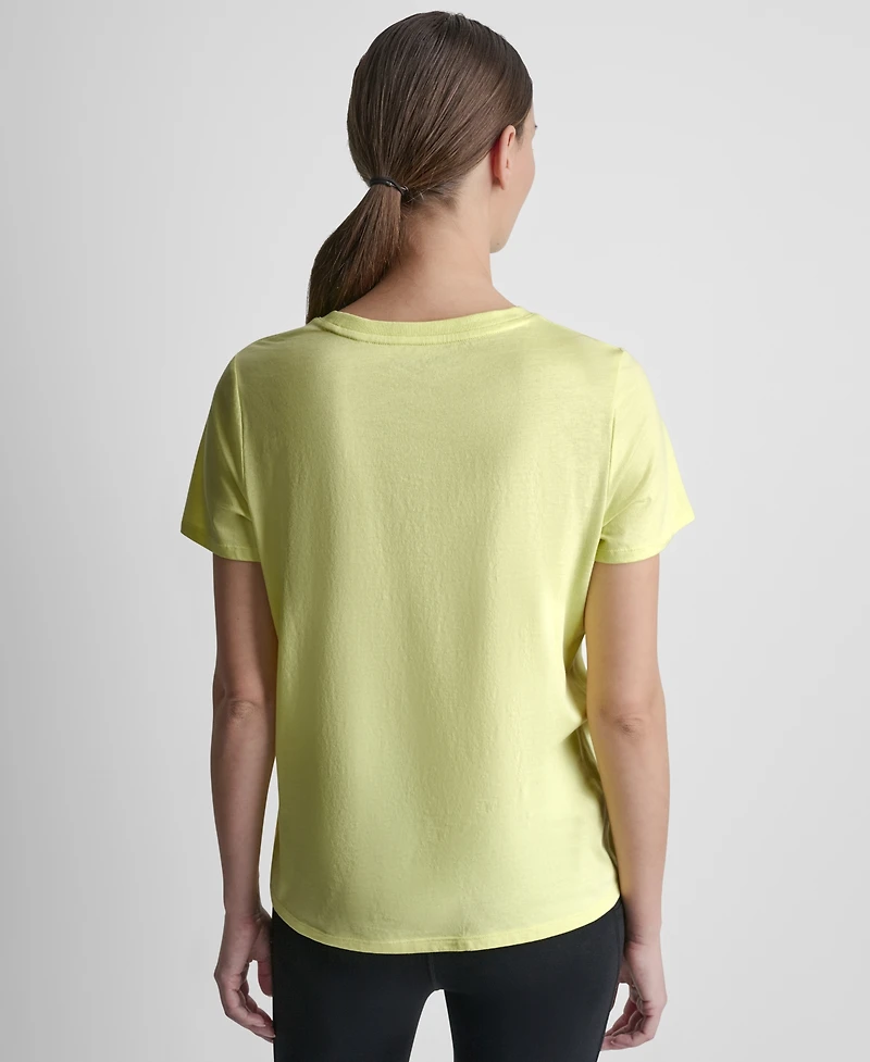 Dkny Sport Women's Rhinestone Varsity Logo Relaxed Fit Pull-On T-Shirt