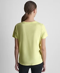 Dkny Sport Women's Rhinestone Varsity Logo Relaxed Fit Pull-On T-Shirt