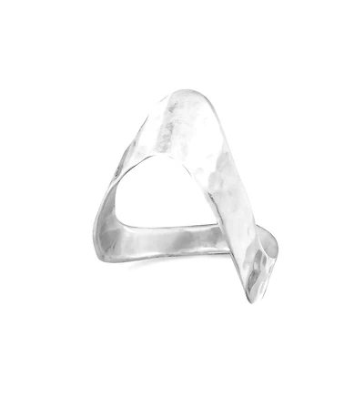 Curata Jewelry 925 Sterling Silver Hammered Abstract Chevron Wave Ring